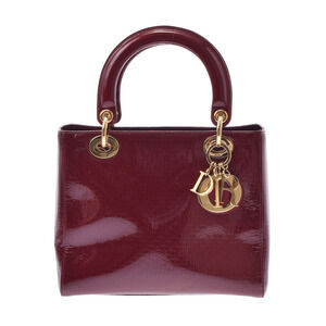 CHRISTIAN DIOR Lady Trotter Bordeaux Purple Enamel Bag